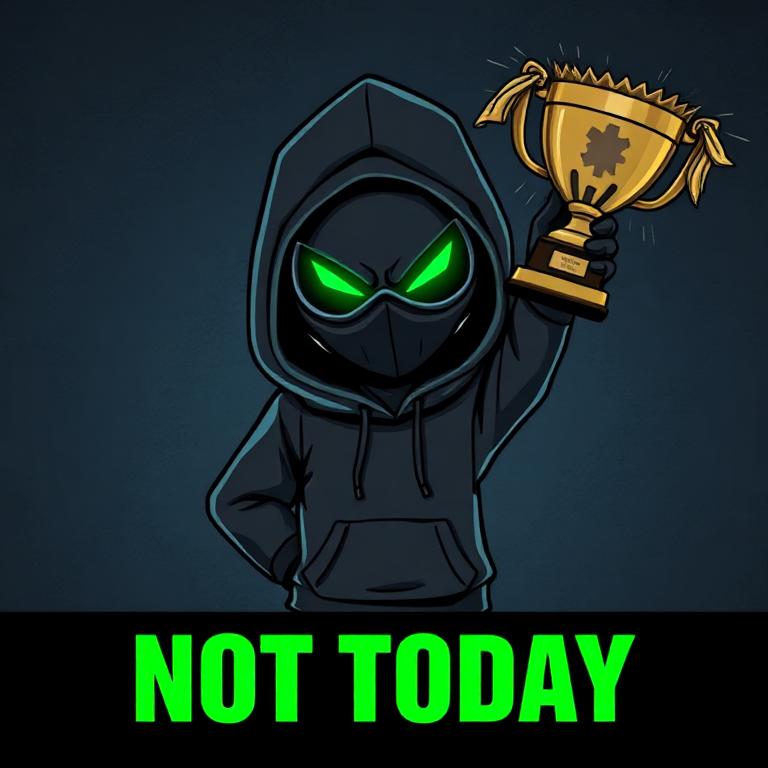 RUGLESS meme: mascot holding a trophy with the caption NOT TODAY